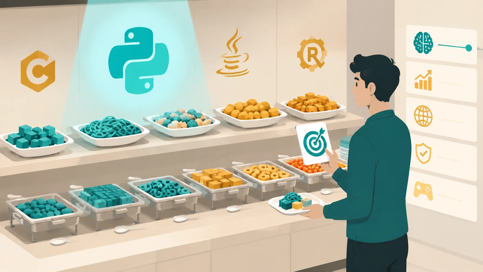 学AI智能该学什么语言？一张表帮你选明白
