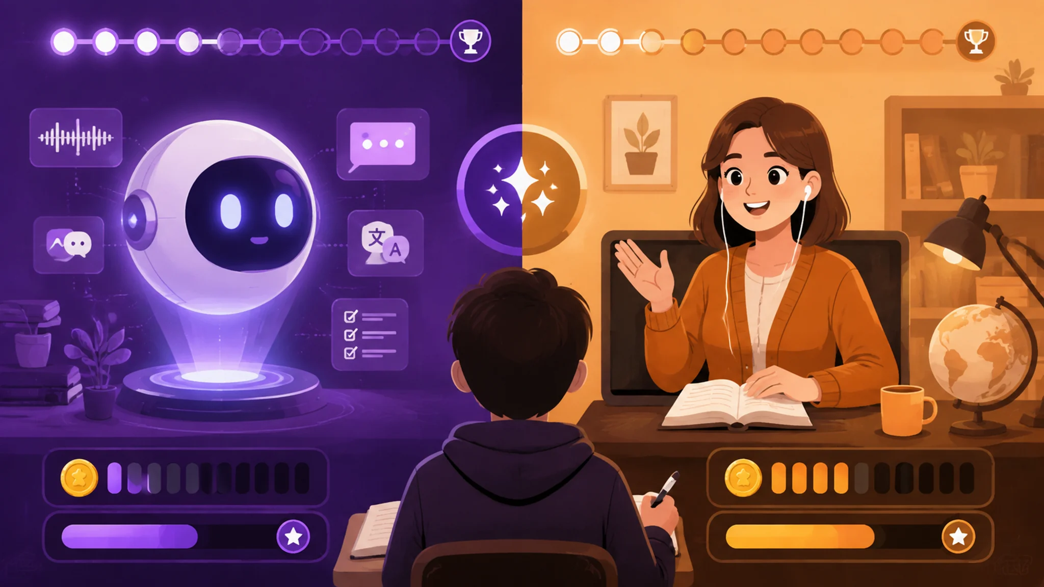 学英语找AI靠谱吗？我和真人外教做了场对比